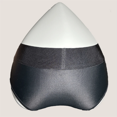 Luxurious Aura Boxer Harness by SAPHETTE, featuring a reinforced O-ring panel for double dildo compatibility and inclusive fit for diverse bodies.